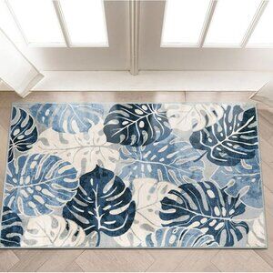 NEW 2x3 Kitchen Rug, Small Bathroom Blue Rug, Washable Bedside Accent Mat
